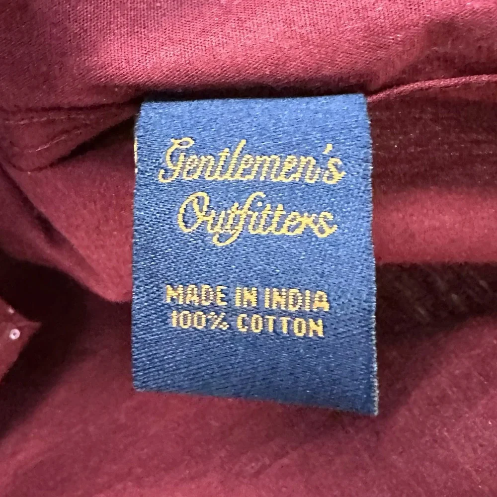 Gentleman’s Outfitters Button Down Long Sleeve Shirt Large Maroon Red Dapper - Picture 6 of 7